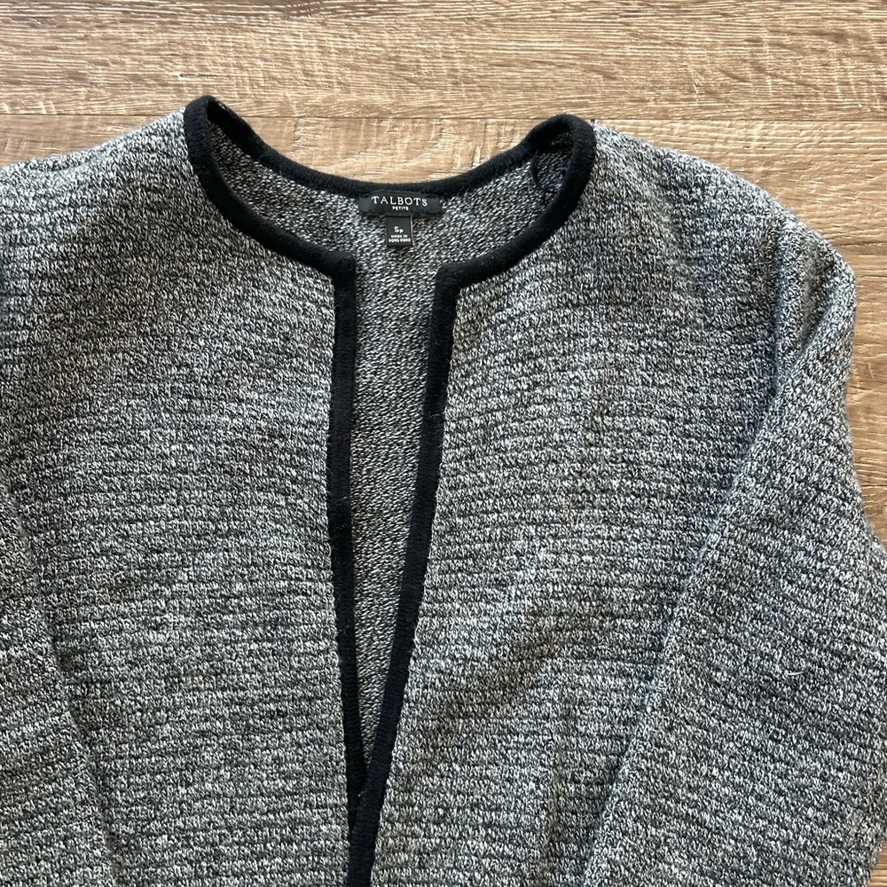 Talbots Gray Open-Front Sweater - Picture 4 of 6